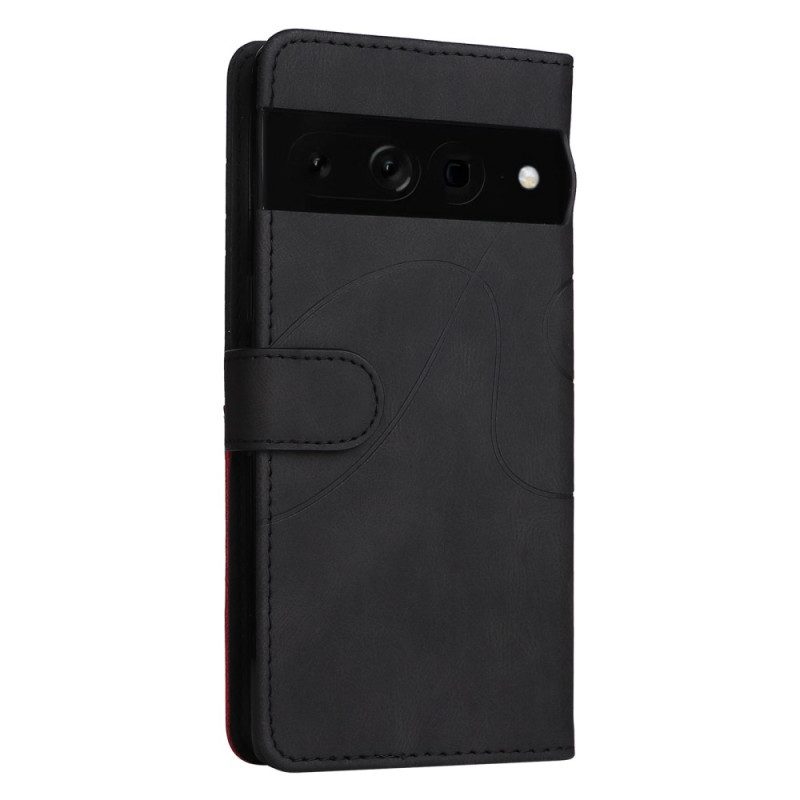 Flip Case voor Google Pixel 7 Pro Met Ketting Tweekleurige Riem