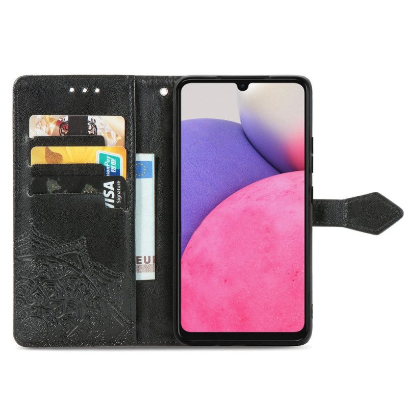 Flip Case voor Samsung Galaxy A13 Spiegel En Lanyard