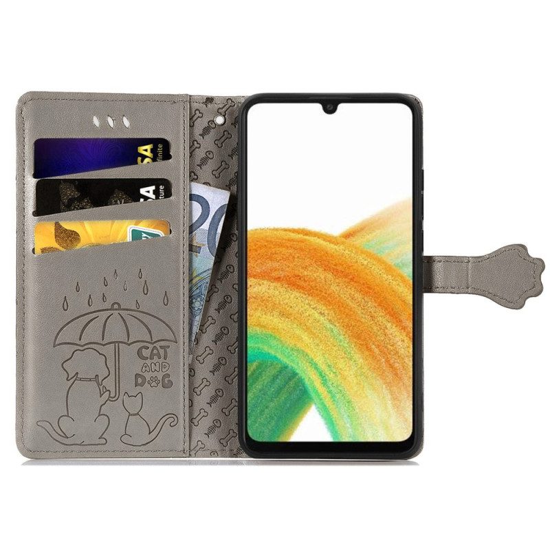 Leren Hoesje voor Samsung Galaxy A13 Boze Panda Met Lanyard