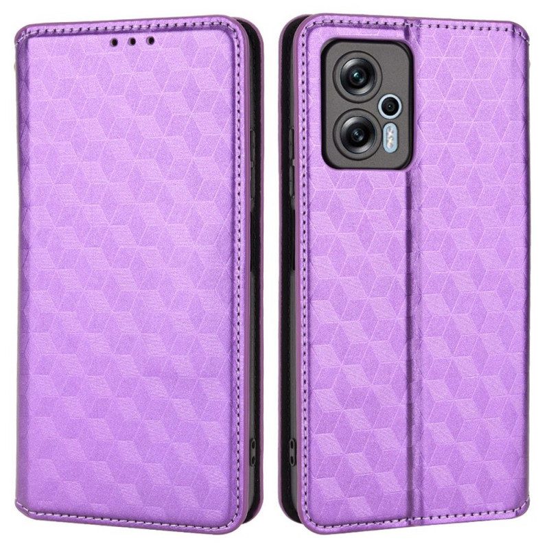 Bescherming Hoesje voor Poco X4 GT Folio-hoesje 3d Kubus Leereffect