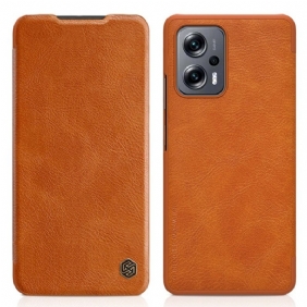 Bescherming Hoesje voor Poco X4 GT Folio-hoesje Qin-serie Nillkin