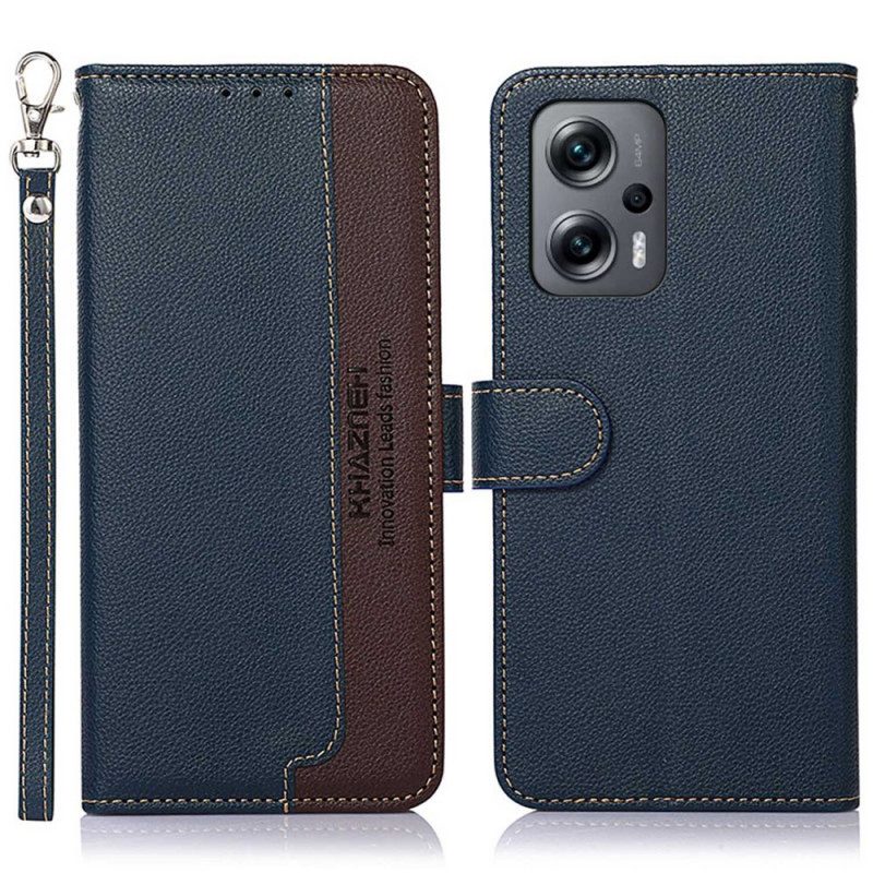 Flip Case voor Poco X4 GT Lychee-stijl Rfid Khazneh