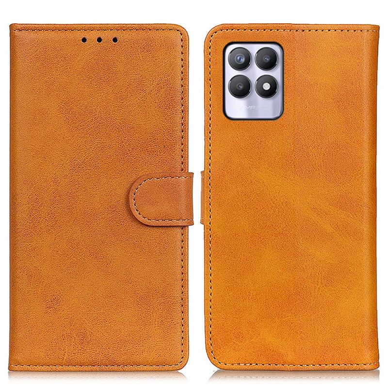 Folio-hoesje voor Realme 8i Retro Mat Leereffect