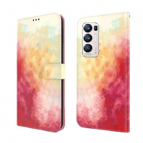 Leren Hoesje voor Oppo Find X3 Neo Abstracte Kleurrijk