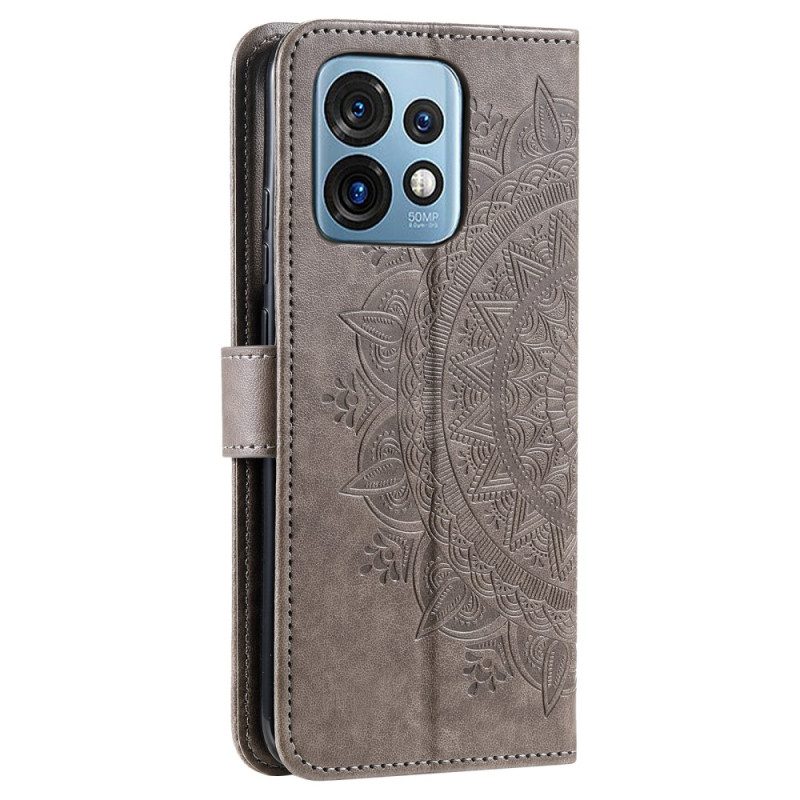 Leren Hoesje voor Motorola Edge 40 Pro Mandala Zon Met Lanyard