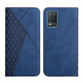 Bescherming Hoesje voor Realme 8 5G Folio-hoesje Geo Leereffect