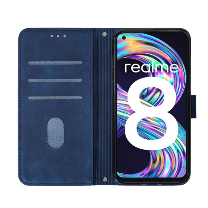 Flip Case voor Realme 8 5G Ledereffect Met Schouderriem