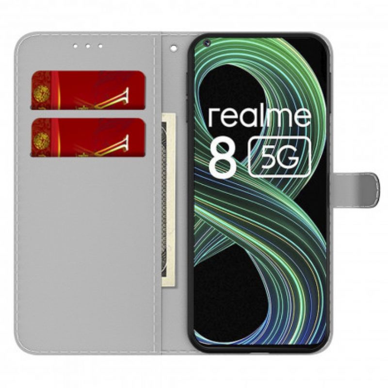 Folio-hoesje voor Realme 8 5G Abstract Patroon