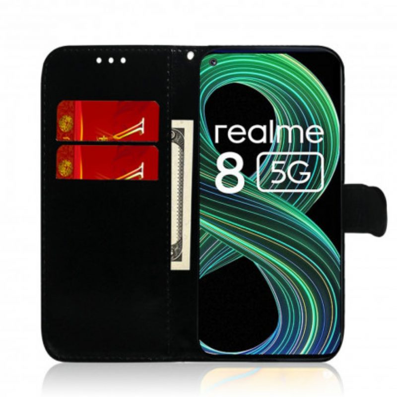 Folio-hoesje voor Realme 8 5G Spiegelhoes Van Imitatieleer