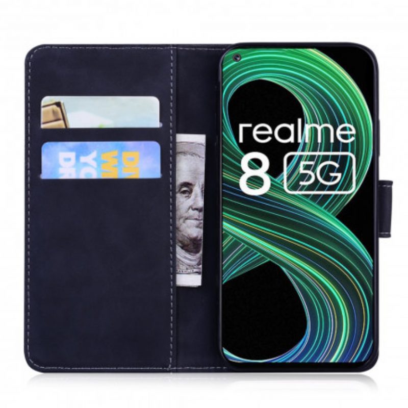 Leren Hoesje voor Realme 8 5G Monochroom Leereffect