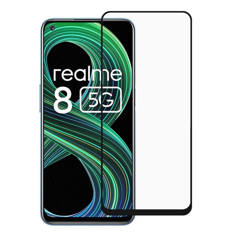 Realme 8 5G Zwarte Rand Gehard Glazen Schermbeschermer