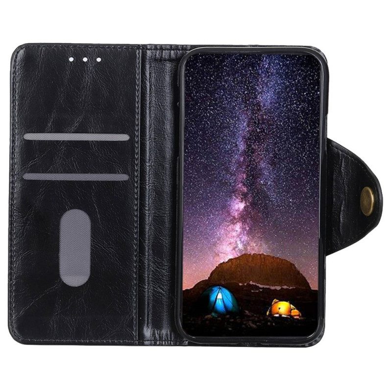 Flip Case voor Samsung Galaxy A34 5G Khazneh Knoop Van Imitatielakleer