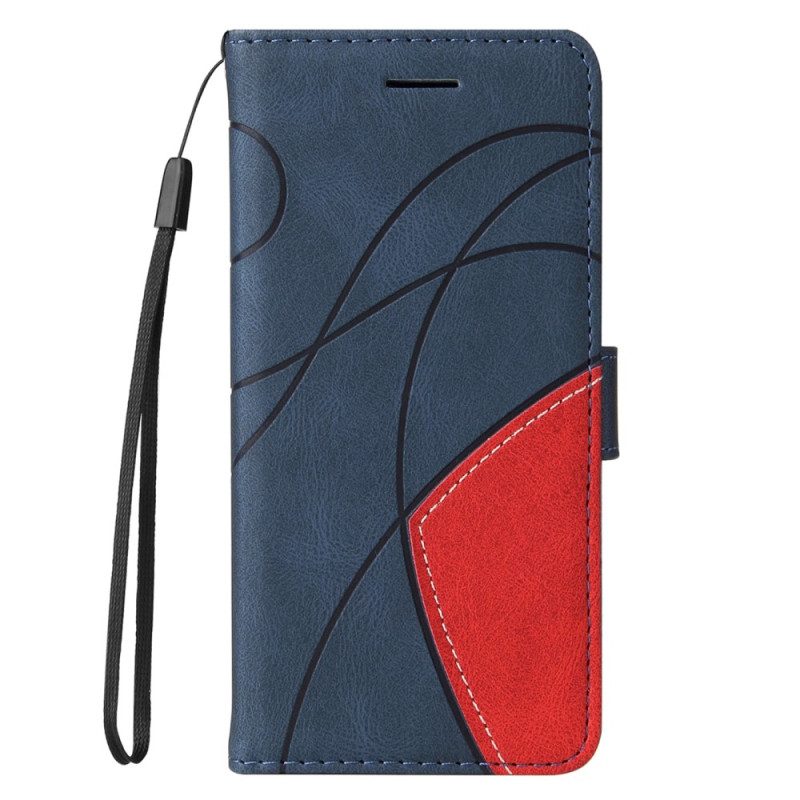 Flip Case voor Samsung Galaxy A34 5G Met Ketting Tweekleurige Riem