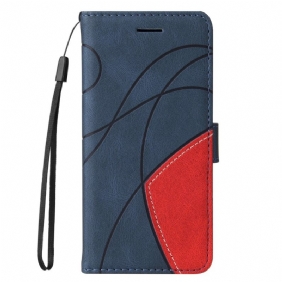 Flip Case voor Samsung Galaxy A34 5G Met Ketting Tweekleurige Riem