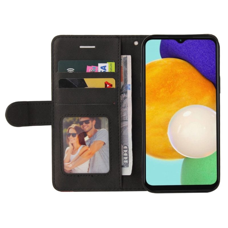 Flip Case voor Samsung Galaxy A34 5G Met Ketting Tweekleurige Riem