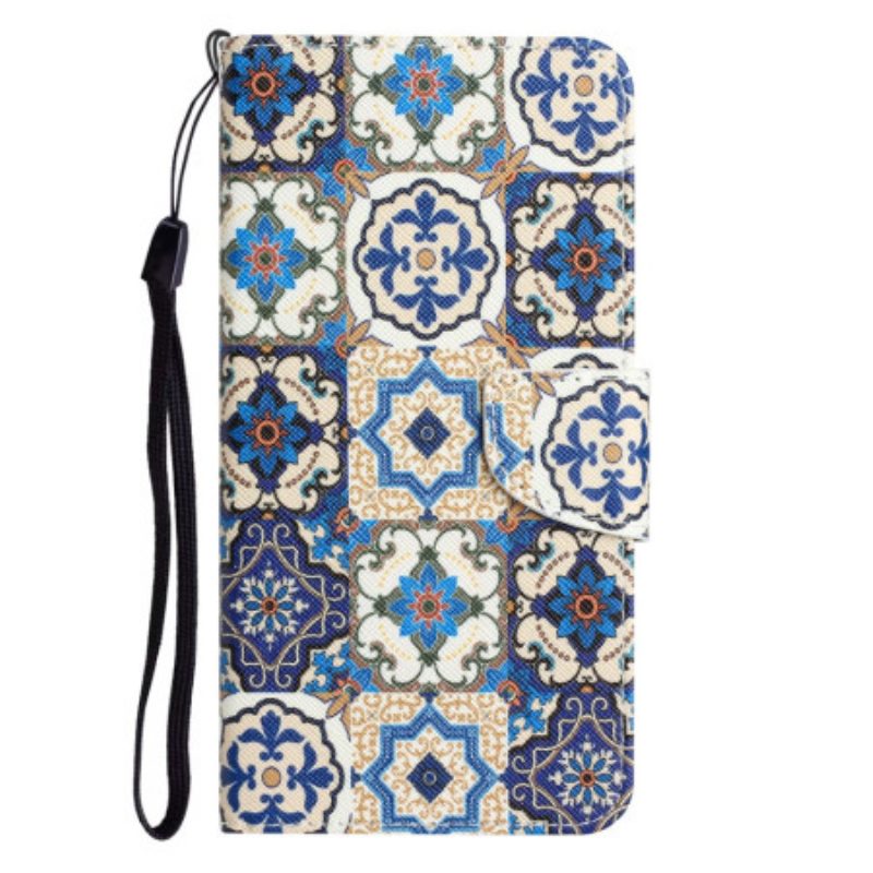 Folio-hoesje voor Samsung Galaxy A34 5G Met Ketting Bandjes Patchwork