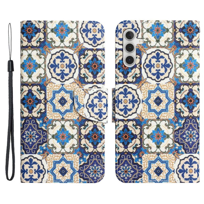 Folio-hoesje voor Samsung Galaxy A34 5G Met Ketting Bandjes Patchwork