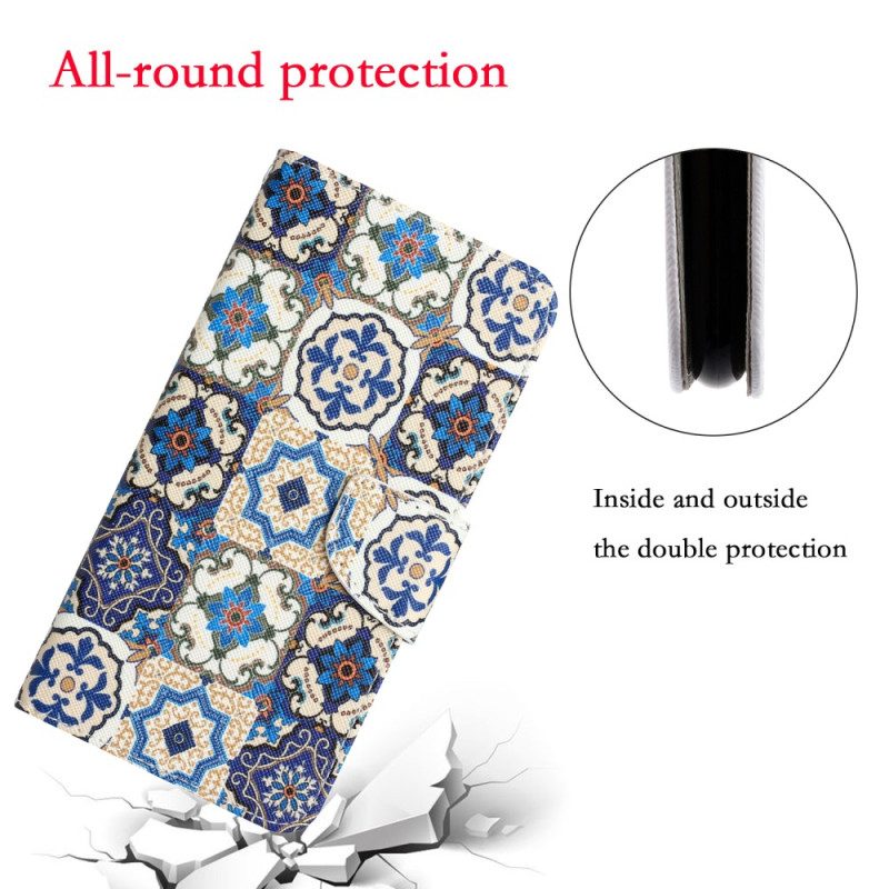 Folio-hoesje voor Samsung Galaxy A34 5G Met Ketting Bandjes Patchwork