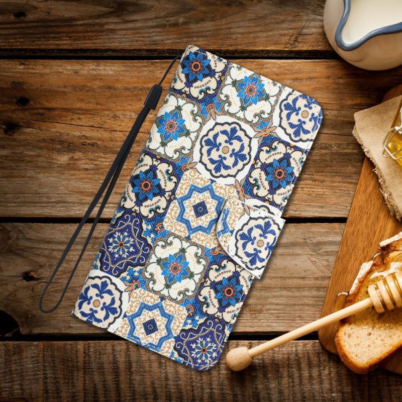 Folio-hoesje voor Samsung Galaxy A34 5G Met Ketting Bandjes Patchwork