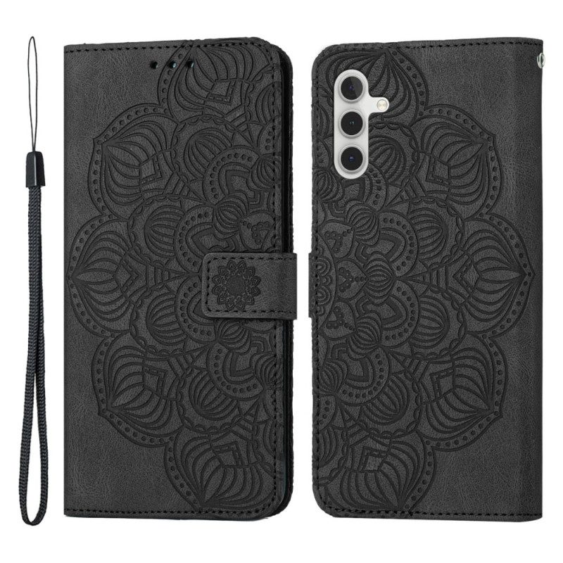 Folio-hoesje voor Samsung Galaxy A34 5G Met Ketting Discrete Mandala Met Bandjes