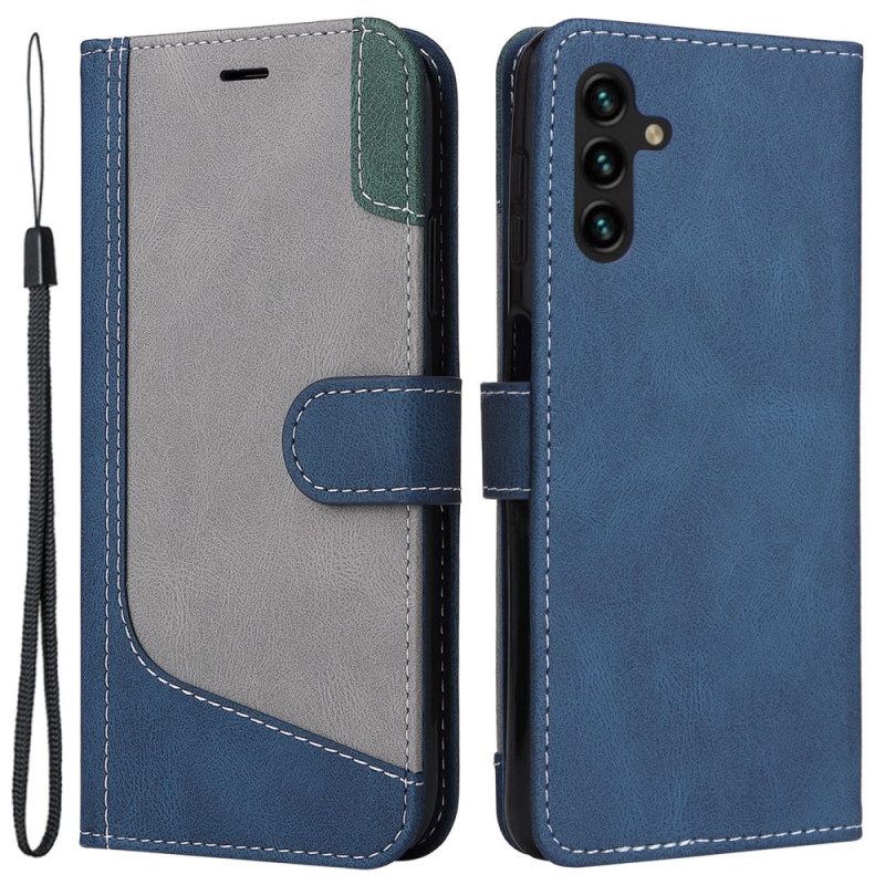 Folio-hoesje voor Samsung Galaxy A34 5G Met Ketting Driekleurige Riem