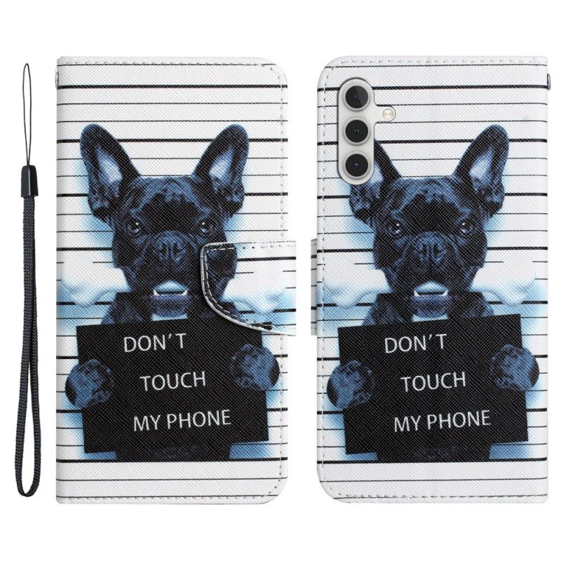 Folio-hoesje voor Samsung Galaxy A34 5G Met Ketting Hond Raakt Niet Aan Met Lanyard