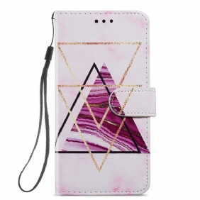 Folio-hoesje voor Samsung Galaxy A34 5G Met Ketting Marmeren Stijl Met Bandjes