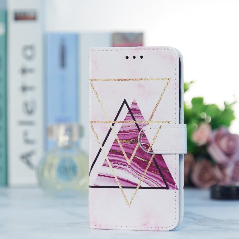 Folio-hoesje voor Samsung Galaxy A34 5G Met Ketting Marmeren Stijl Met Bandjes