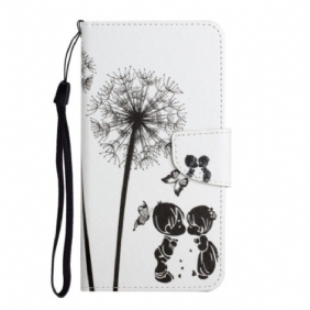 Folio-hoesje voor Samsung Galaxy A34 5G Paardebloemen Liefde Met Lanyard