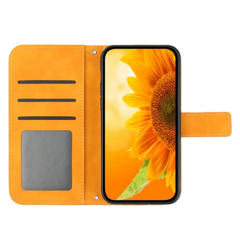 Folio-hoesje voor Samsung Galaxy A34 5G Zonnebloem Schouderriem