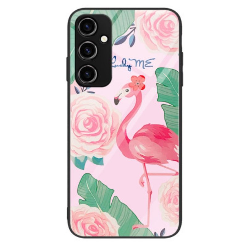 Hoesje voor Samsung Galaxy A34 5G Flamingo Gehard Glas