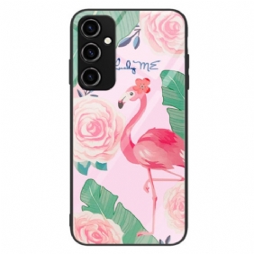 Hoesje voor Samsung Galaxy A34 5G Flamingo Gehard Glas