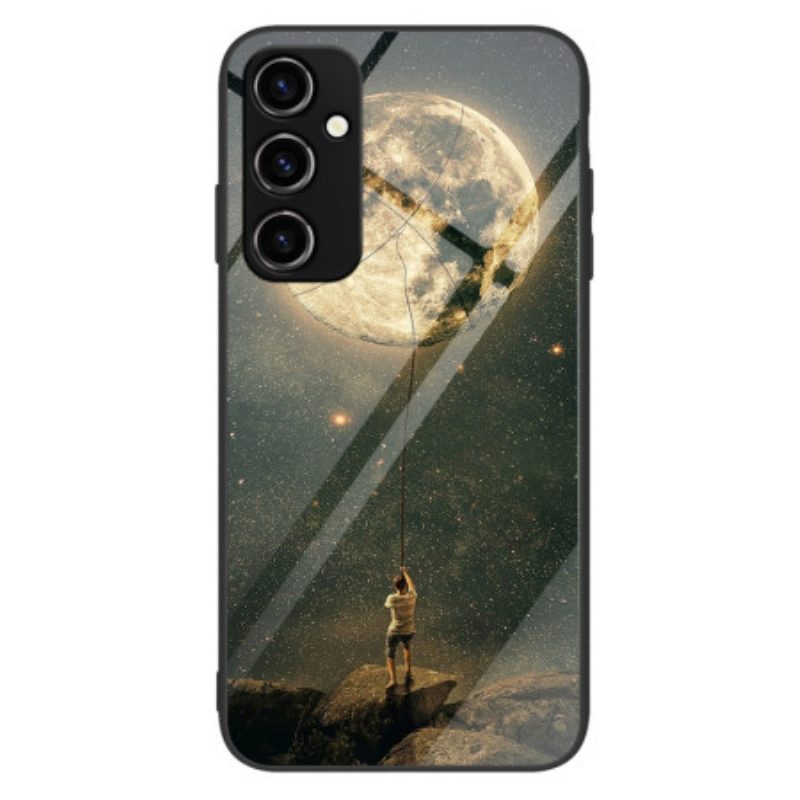 Hoesje voor Samsung Galaxy A34 5G Moon Man Gehard Glas