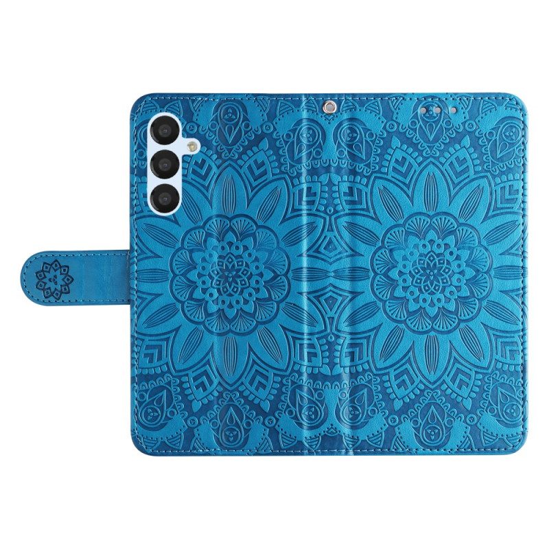 Leren Hoesje voor Samsung Galaxy A34 5G Mandala Zon Met Lanyard