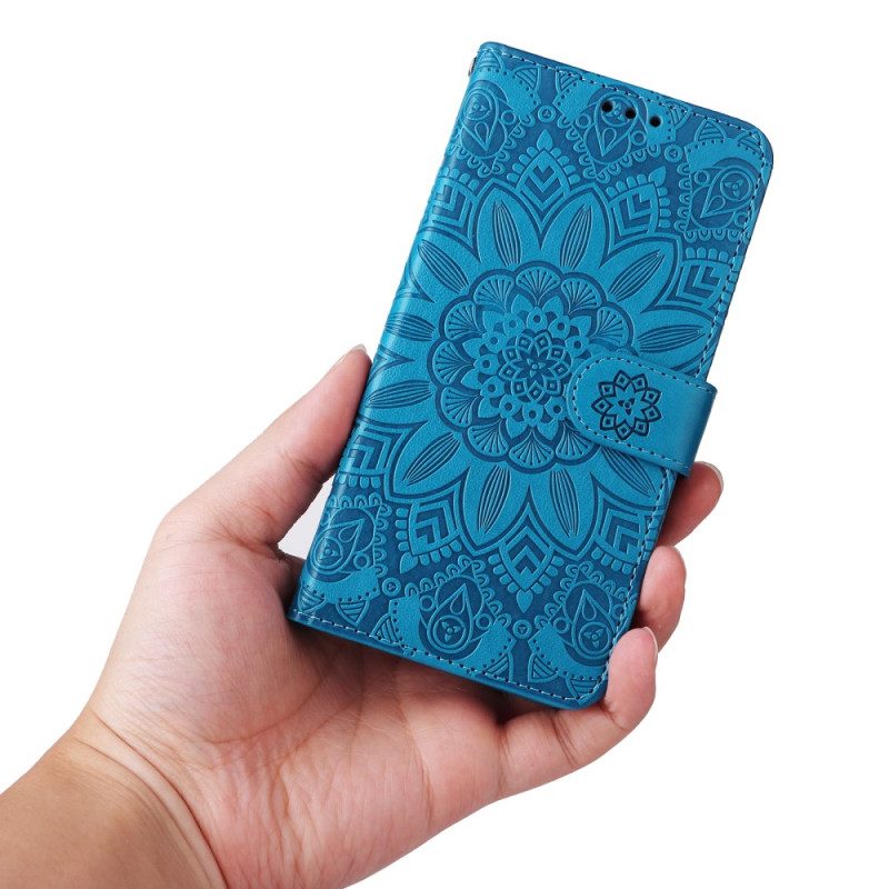 Leren Hoesje voor Samsung Galaxy A34 5G Mandala Zon Met Lanyard