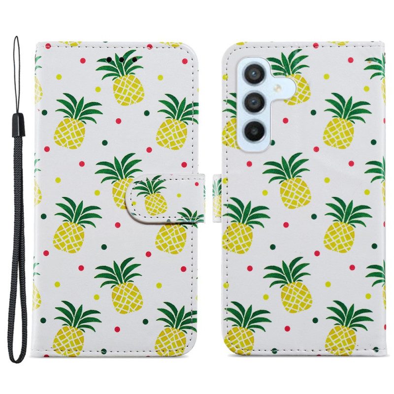 Leren Hoesje voor Samsung Galaxy A34 5G Meerdere Ananas