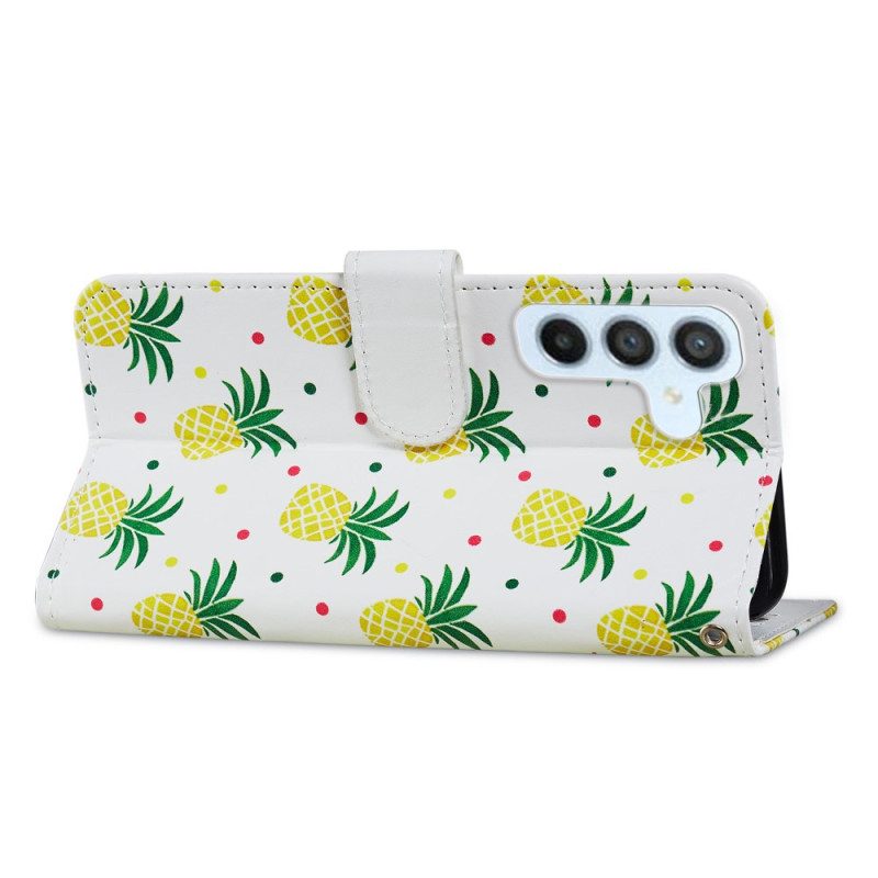 Leren Hoesje voor Samsung Galaxy A34 5G Meerdere Ananas