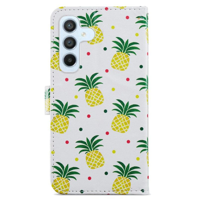 Leren Hoesje voor Samsung Galaxy A34 5G Meerdere Ananas