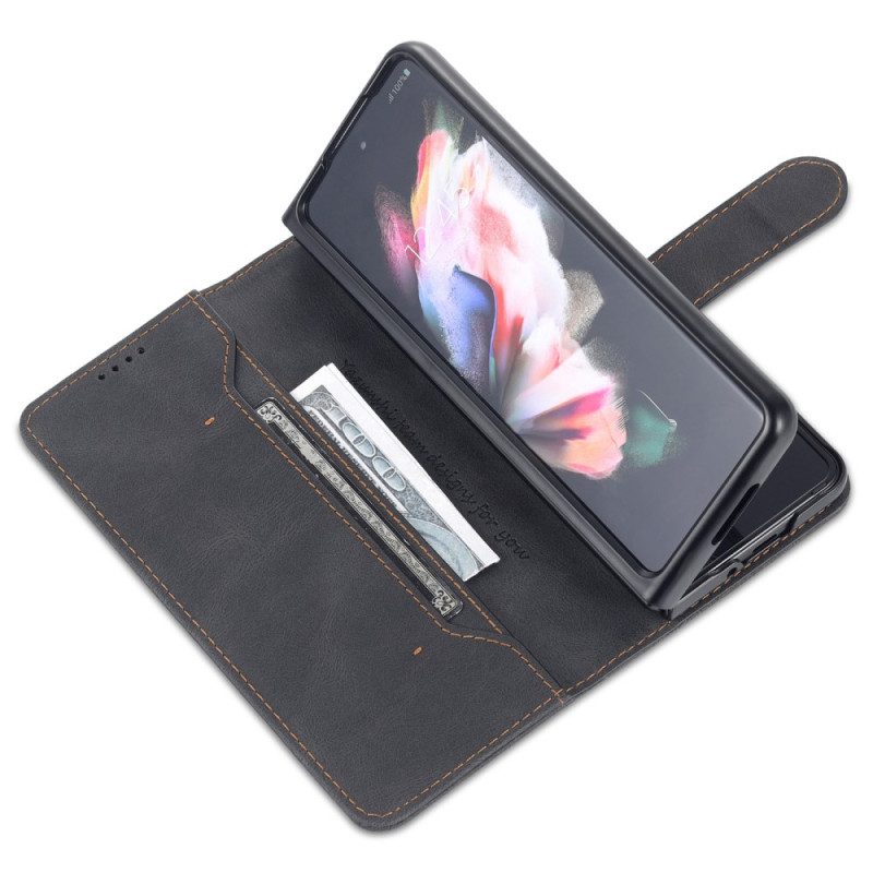 Bescherming Hoesje Samsung Galaxy Z Fold 5 Azns Ledereffect