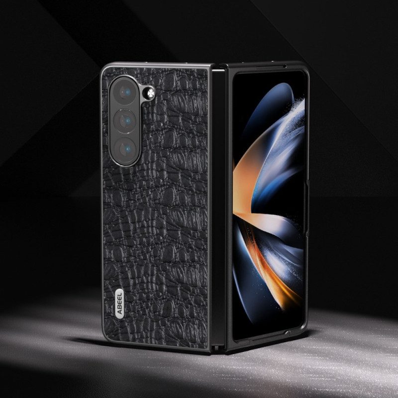 Case Hoesje Samsung Galaxy Z Fold 5 Telefoonhoesje Abeel Krokodillenleerstijl