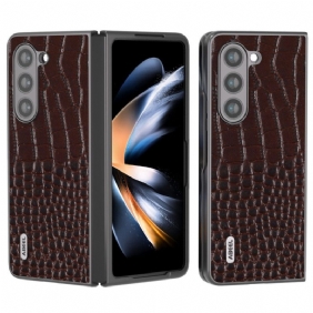 Case Hoesje Samsung Galaxy Z Fold 5 Telefoonhoesje Echt Leer Met Krokodilleneffect Abeel