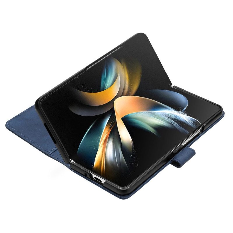 Flip Case Leren Samsung Galaxy Z Fold 5 Driehoekenpatroon