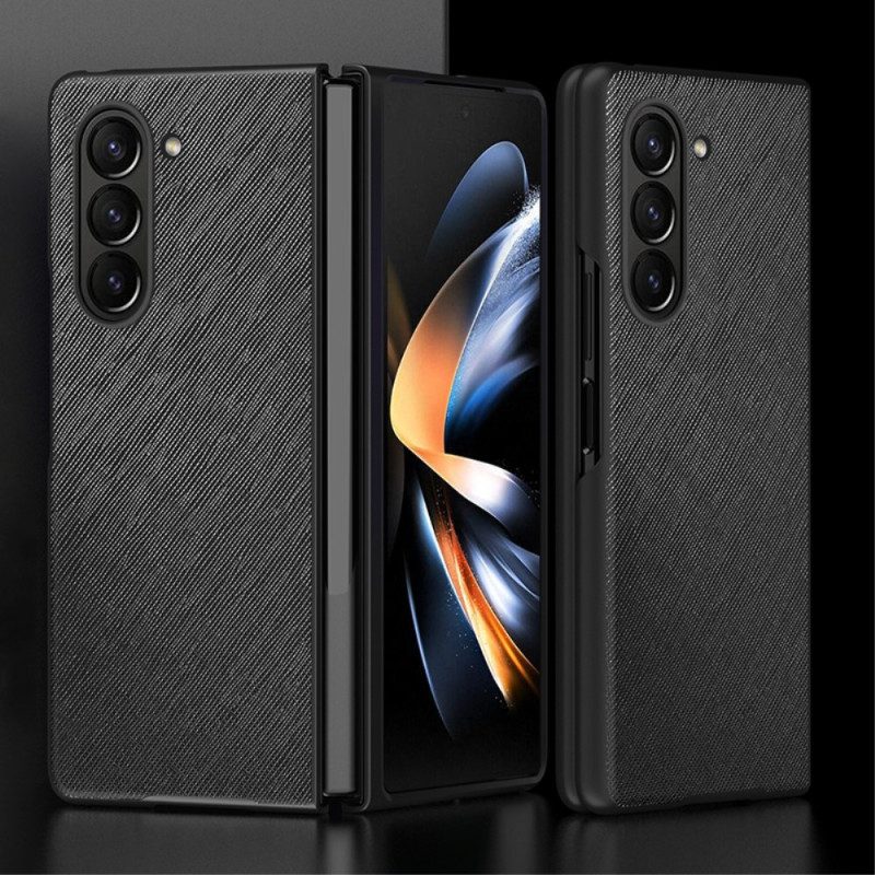 Hoesje Samsung Galaxy Z Fold 5 Leren Stijl Met Geweven Effect Bescherming Hoesje