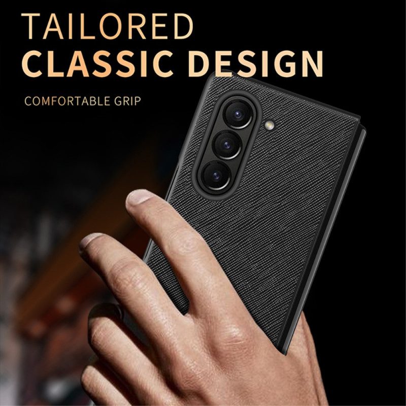 Hoesje Samsung Galaxy Z Fold 5 Leren Stijl Met Geweven Effect Bescherming Hoesje