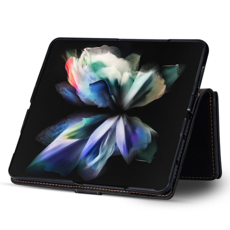 Leren Hoesje Samsung Galaxy Z Fold 5 Portemonnee Met Riempje