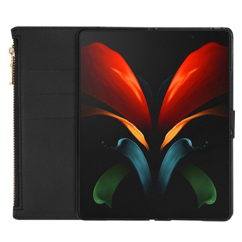 Leren Hoesje Voor Samsung Galaxy Z Fold 5 Portemonnee Met Pailletten