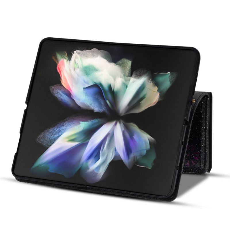 Leren Hoesje Voor Samsung Galaxy Z Fold 5 Portemonnee Met Pailletten