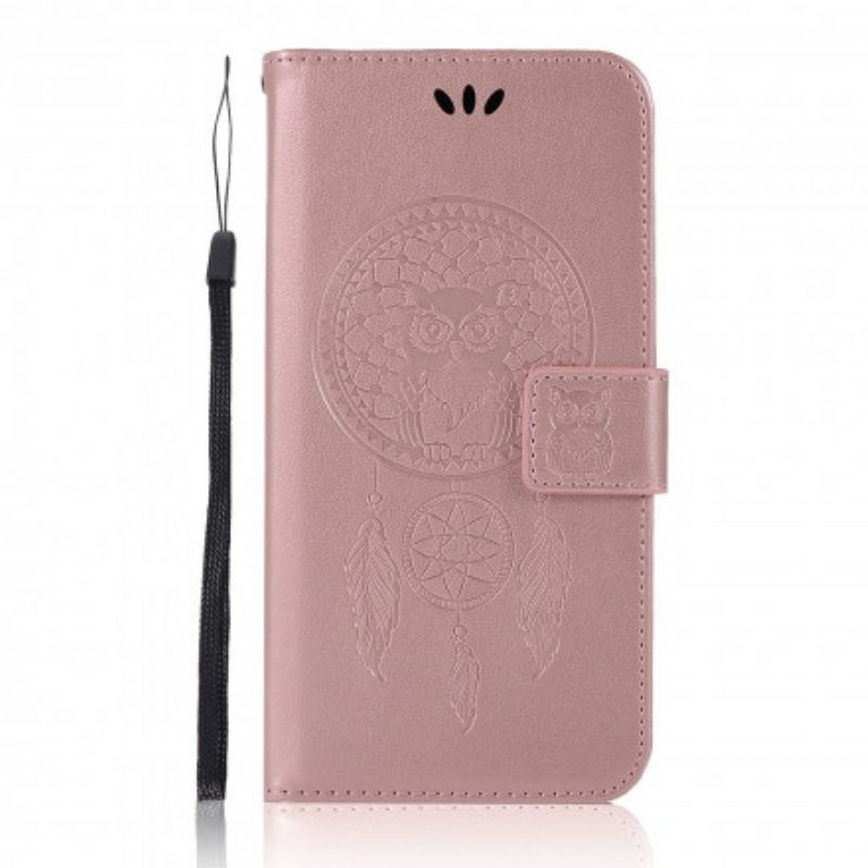 Flip Case voor Xiaomi Redmi 9C Dromenvanger Uil Met Leereffect