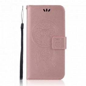 Flip Case voor Xiaomi Redmi 9C Dromenvanger Uil Met Leereffect