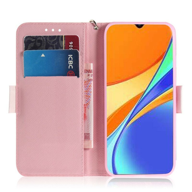 Flip Case voor Xiaomi Redmi 9C Met Ketting Pompoen Met Bandjes